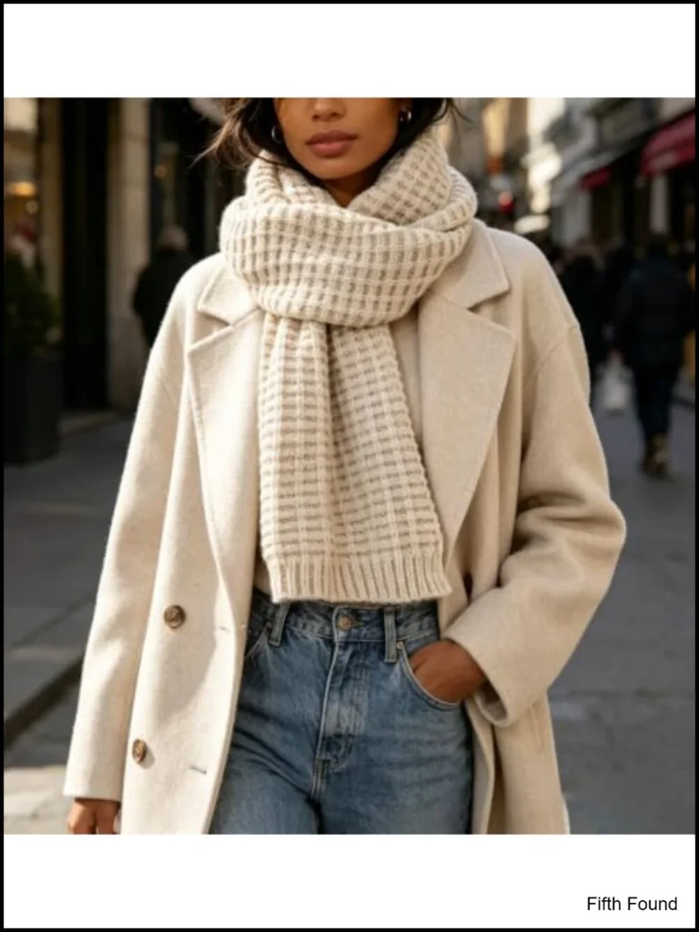 Waffle Knit Winter Scarf Soft Warm Wrap Women Cold Weather